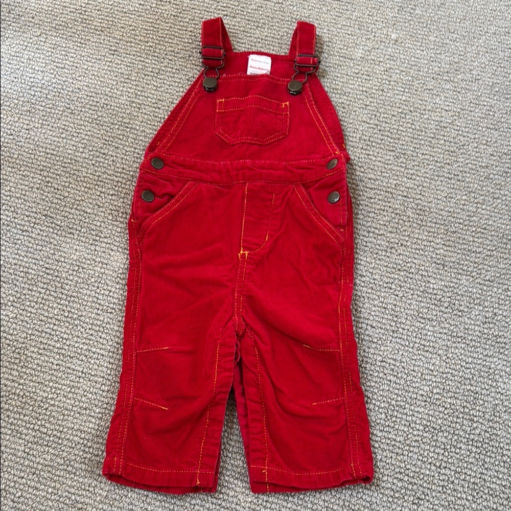 Hanna Andersson Red Corduroy Overalls with Adjustable Straps